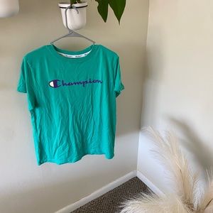 Green Cotton Champion Tee. Size L.